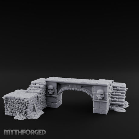 Skull-Carved Vine-Choked Stone Arch Bridge Miniature for Dungeons and Dragons, Pathfinder or other TTRPGs