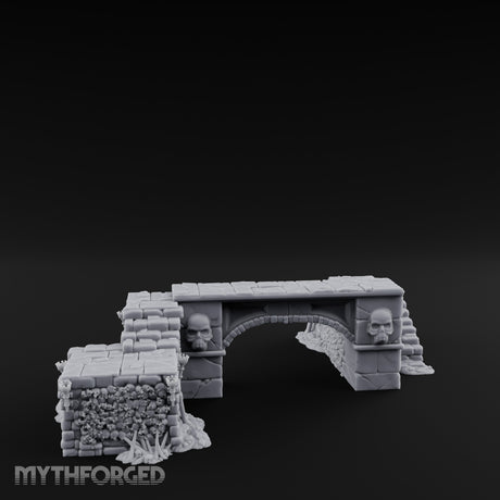 Skull-Carved Vine-Choked Stone Arch Bridge Miniature for Dungeons and Dragons, Pathfinder or other TTRPGs