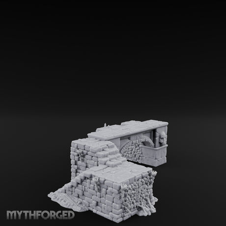 Skull-Carved Vine-Choked Stone Arch Bridge Miniature for Dungeons and Dragons, Pathfinder or other TTRPGs