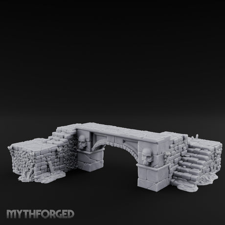 Skull-Carved Vine-Choked Stone Arch Bridge Miniature for Dungeons and Dragons, Pathfinder or other TTRPGs