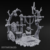 Skull-Centered Rope-Strung Tribal Ritual Altar Scene Miniature for Dungeons and Dragons, Pathfinder or other TTRPGs