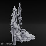 Skull-Centered Rope-Strung Tribal Ritual Altar Scene Miniature for Dungeons and Dragons, Pathfinder or other TTRPGs
