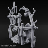 Skull-Centered Rope-Strung Tribal Ritual Altar Scene Miniature for Dungeons and Dragons, Pathfinder or other TTRPGs