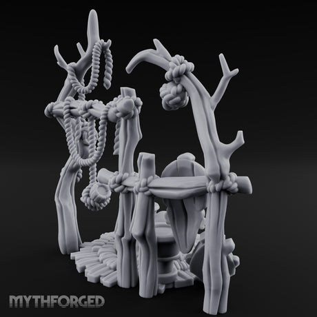 Skull-Centered Rope-Strung Tribal Ritual Altar Scene Miniature for Dungeons and Dragons, Pathfinder or other TTRPGs