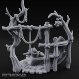 Skull-Centered Rope-Strung Tribal Ritual Altar Scene Miniature for Dungeons and Dragons, Pathfinder or other TTRPGs