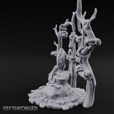 Skull-Centered Rope-Strung Tribal Ritual Altar Scene Miniature for Dungeons and Dragons, Pathfinder or other TTRPGs