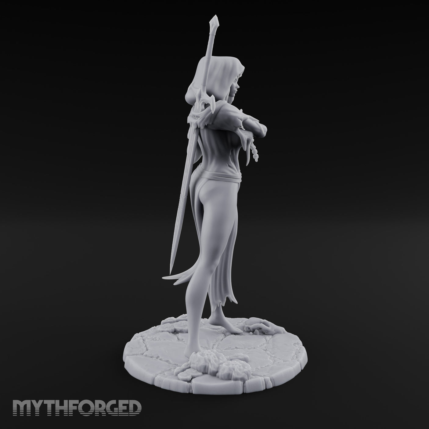 Skull Chained Dagger Raised Human Necromancer Miniature for Dungeons and Dragons, Pathfinder or other TTRPGs