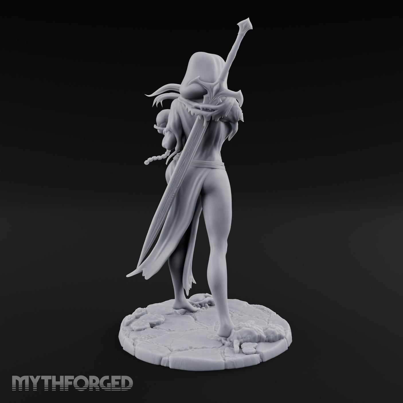 Skull Chained Dagger Raised Human Necromancer Miniature for Dungeons and Dragons, Pathfinder or other TTRPGs
