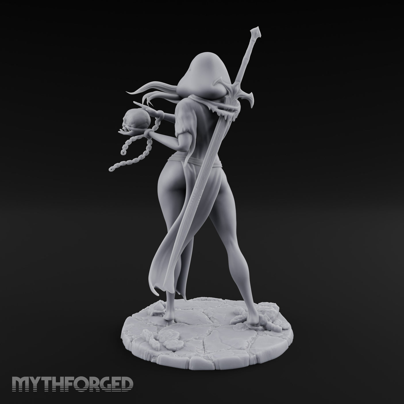 Skull Chained Dagger Raised Human Necromancer Miniature for Dungeons and Dragons, Pathfinder or other TTRPGs
