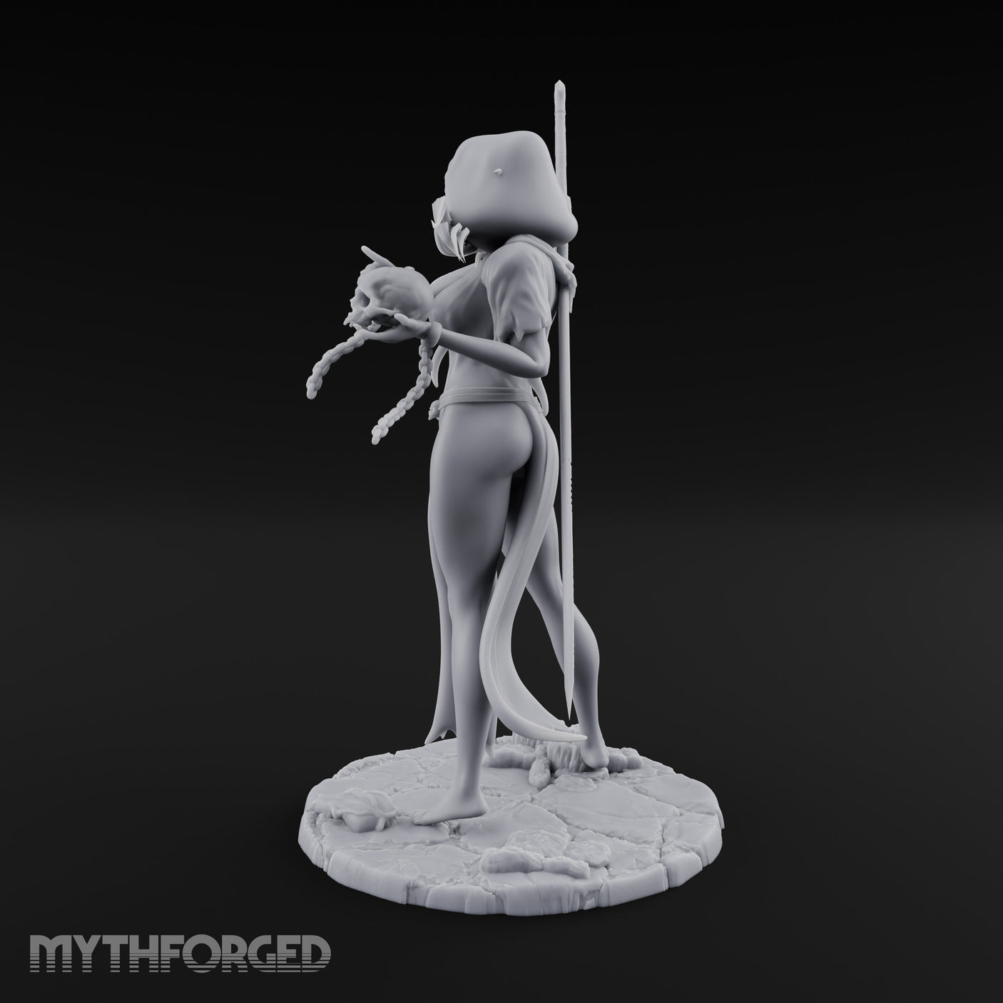 Skull Chained Dagger Raised Human Necromancer Miniature for Dungeons and Dragons, Pathfinder or other TTRPGs