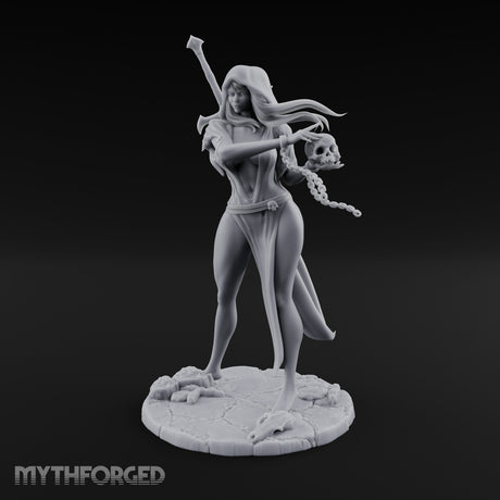 Skull Chained Dagger Raised Human Necromancer Miniature for Dungeons and Dragons, Pathfinder or other TTRPGs