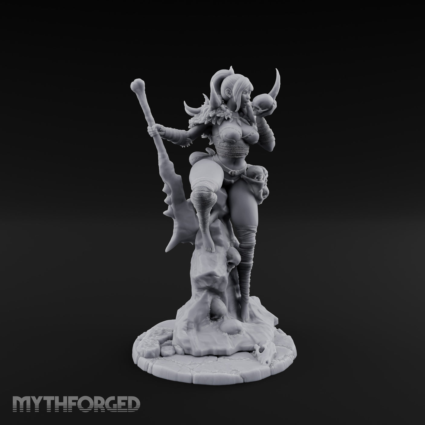 Skull Clutching Axe Bearing Shaman Miniature for Dungeons and Dragons, Pathfinder or other TTRPGs