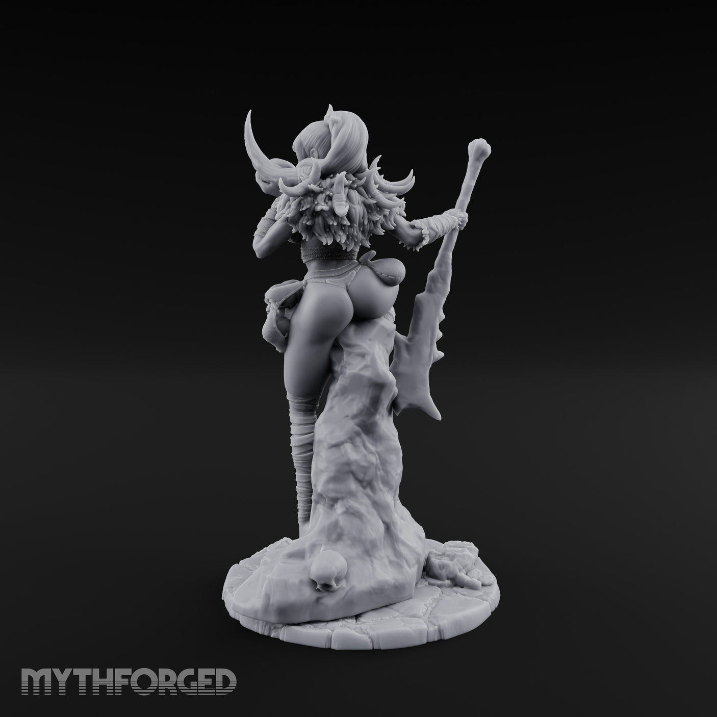 Skull Clutching Axe Bearing Shaman Miniature for Dungeons and Dragons, Pathfinder or other TTRPGs