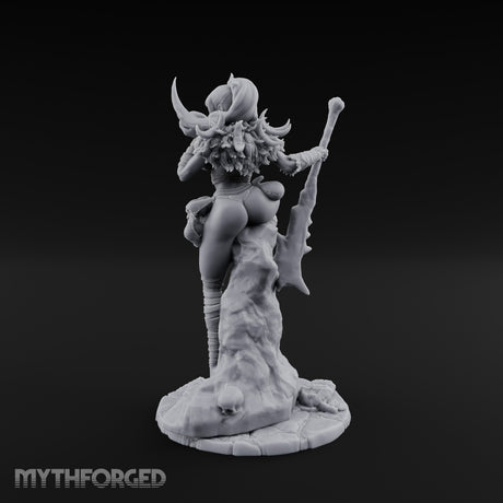 Skull Clutching Axe Bearing Shaman Miniature for Dungeons and Dragons, Pathfinder or other TTRPGs