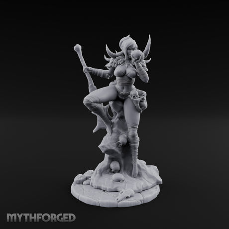 Skull Clutching Axe Bearing Shaman Miniature for Dungeons and Dragons, Pathfinder or other TTRPGs