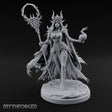 Skull Clutching Scythe Staff Bearing Elf Witch Miniature for Dungeons and Dragons, Pathfinder or other TTRPGs