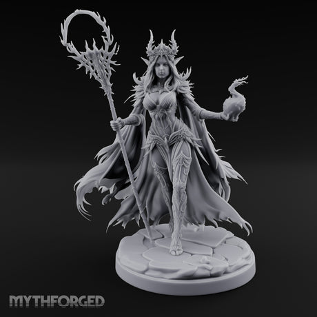 Skull Clutching Scythe Staff Bearing Elf Witch — 75mm