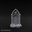 Skull-Crowned Arch-Framed Gothic Gravestone Miniature for Dungeons and Dragons, Pathfinder or other TTRPGs