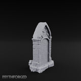 Skull-Crowned Arch-Framed Gothic Gravestone Miniature for Dungeons and Dragons, Pathfinder or other TTRPGs