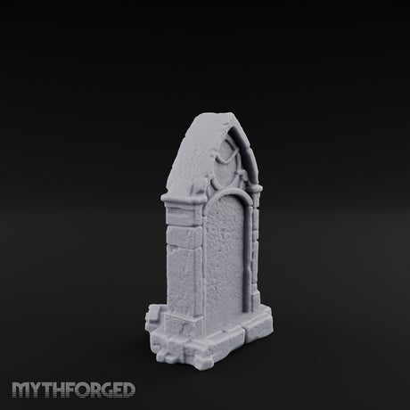 Skull-Crowned Arch-Framed Gothic Gravestone Miniature for Dungeons and Dragons, Pathfinder or other TTRPGs