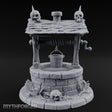 Skull-Crowned Bone-Scattered Village Well Miniature for Dungeons and Dragons, Pathfinder or other TTRPGs