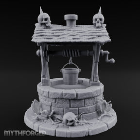 Skull-Crowned Bone-Scattered Village Well Miniature for Dungeons and Dragons, Pathfinder or other TTRPGs