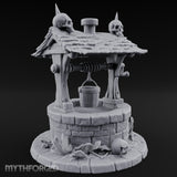 Skull-Crowned Bone-Scattered Village Well Miniature for Dungeons and Dragons, Pathfinder or other TTRPGs