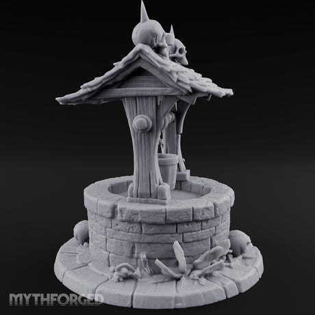 Skull-Crowned Bone-Scattered Village Well Miniature for Dungeons and Dragons, Pathfinder or other TTRPGs