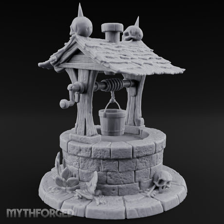 Skull-Crowned Bone-Scattered Village Well Miniature for Dungeons and Dragons, Pathfinder or other TTRPGs