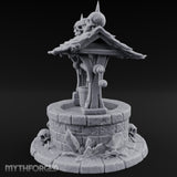 Skull-Crowned Bone-Scattered Village Well Miniature for Dungeons and Dragons, Pathfinder or other TTRPGs