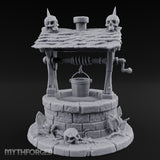 Skull-Crowned Bone-Scattered Village Well Miniature for Dungeons and Dragons, Pathfinder or other TTRPGs