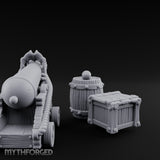 Skull-Crowned Pirate Cannon and Barrel Scene Miniature for Dungeons and Dragons, Pathfinder or other TTRPGs