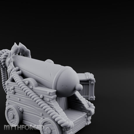 Skull-Crowned Pirate Cannon and Barrel Scene Miniature for Dungeons and Dragons, Pathfinder or other TTRPGs