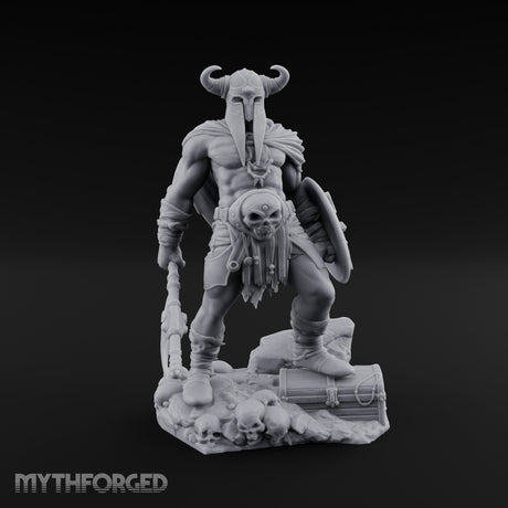 Skull Dangling Shield Ready Warrior Miniature for Dungeons and Dragons, Pathfinder or other TTRPGs