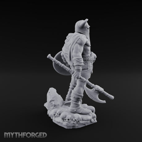 Skull Dangling Shield Ready Warrior Miniature for Dungeons and Dragons, Pathfinder or other TTRPGs