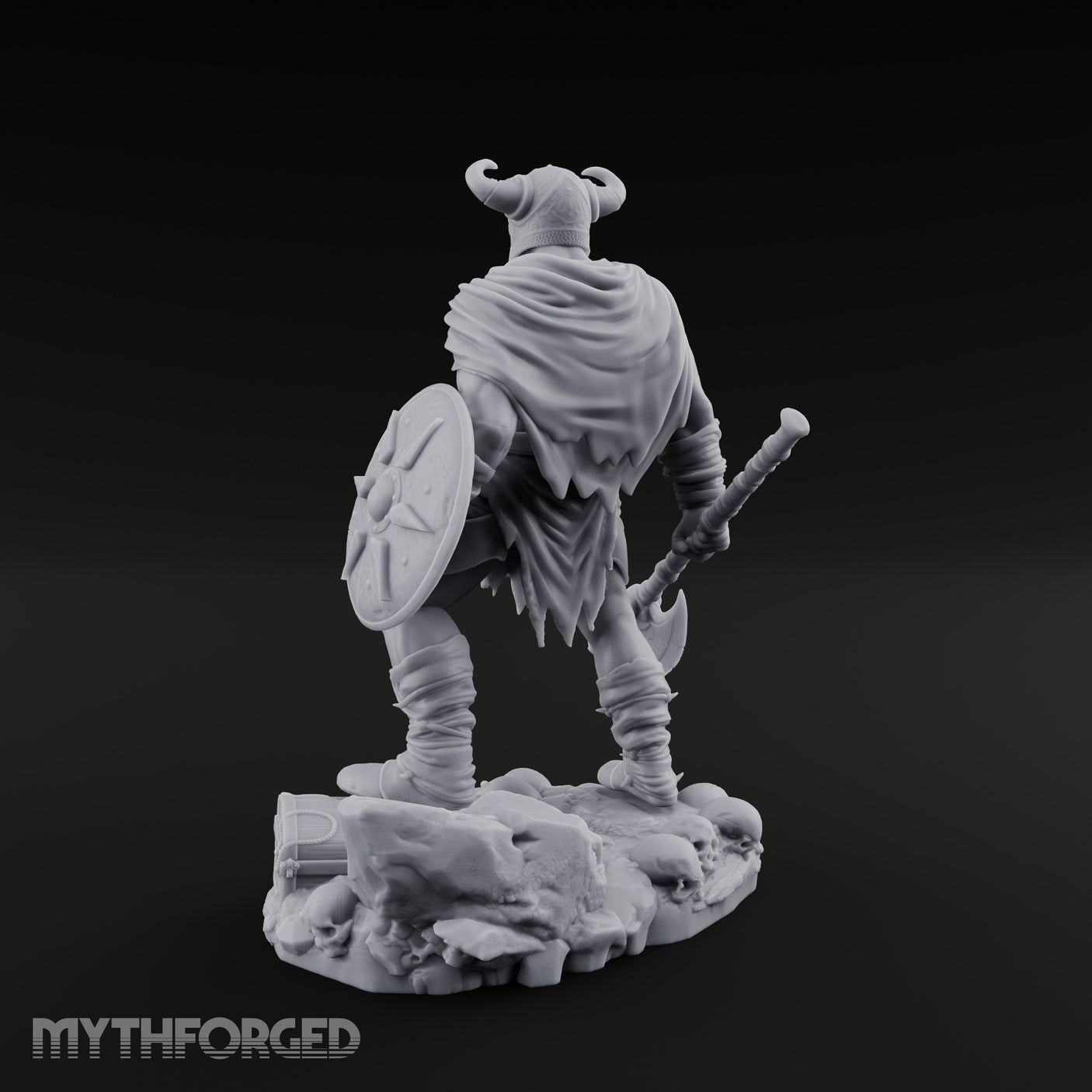 Skull Dangling Shield Ready Warrior Miniature for Dungeons and Dragons, Pathfinder or other TTRPGs