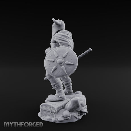 Skull Dangling Shield Ready Warrior Miniature for Dungeons and Dragons, Pathfinder or other TTRPGs