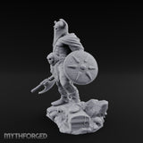 Skull Dangling Shield Ready Warrior Miniature for Dungeons and Dragons, Pathfinder or other TTRPGs