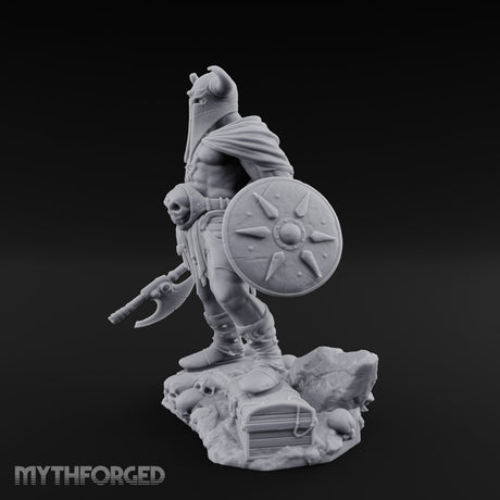 Skull Dangling Shield Ready Warrior Miniature for Dungeons and Dragons, Pathfinder or other TTRPGs