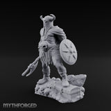 Skull Dangling Shield Ready Warrior Miniature for Dungeons and Dragons, Pathfinder or other TTRPGs