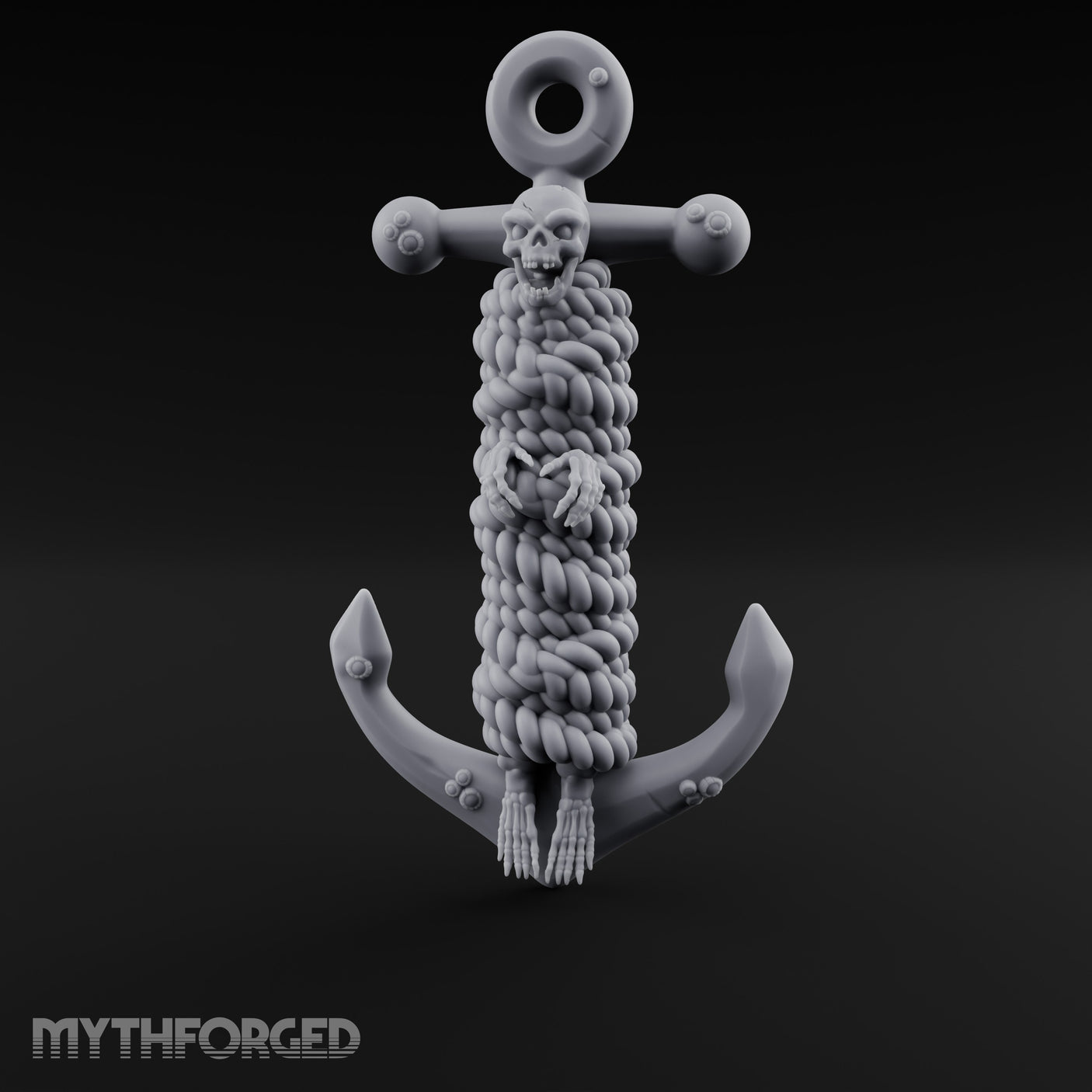 Skull-Faced Rope-Bound Undead Ship Anchor Miniature for Dungeons and Dragons, Pathfinder or other TTRPGs