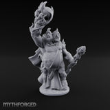 Skull Flame Raising Ettin Shaman Miniature for Dungeons and Dragons, Pathfinder or other TTRPGs