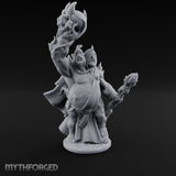 Skull Flame Raising Ettin Shaman Miniature for Dungeons and Dragons, Pathfinder or other TTRPGs