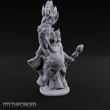 Skull Flame Raising Ettin Shaman Miniature for Dungeons and Dragons, Pathfinder or other TTRPGs