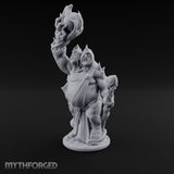 Skull Flame Raising Ettin Shaman Miniature for Dungeons and Dragons, Pathfinder or other TTRPGs