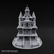 Skull-Gated Spire-Topped Victorian Manor Miniature for Dungeons and Dragons, Pathfinder or other TTRPGs