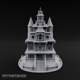 Skull-Gated Spire-Topped Victorian Manor Miniature for Dungeons and Dragons, Pathfinder or other TTRPGs