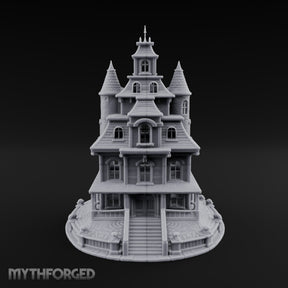 Skull-Gated Spire-Topped Victorian Manor Miniature for Dungeons and Dragons, Pathfinder or other TTRPGs