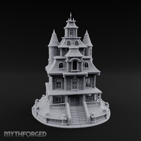 Skull-Gated Spire-Topped Victorian Manor Miniature for Dungeons and Dragons, Pathfinder or other TTRPGs
