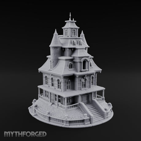 Skull-Gated Spire-Topped Victorian Manor Miniature for Dungeons and Dragons, Pathfinder or other TTRPGs